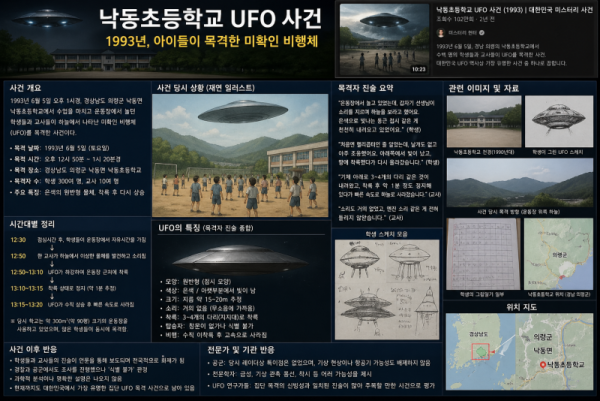 충남 보령 낙동초 UFO 목격담, 22명의 학생이 본 것은 무엇이었나.png