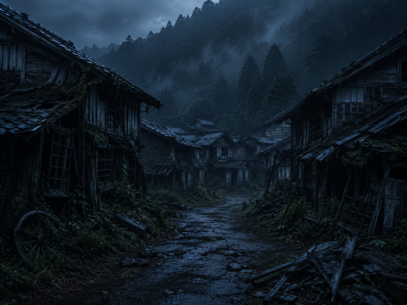 폐허가 된 마을의 모습